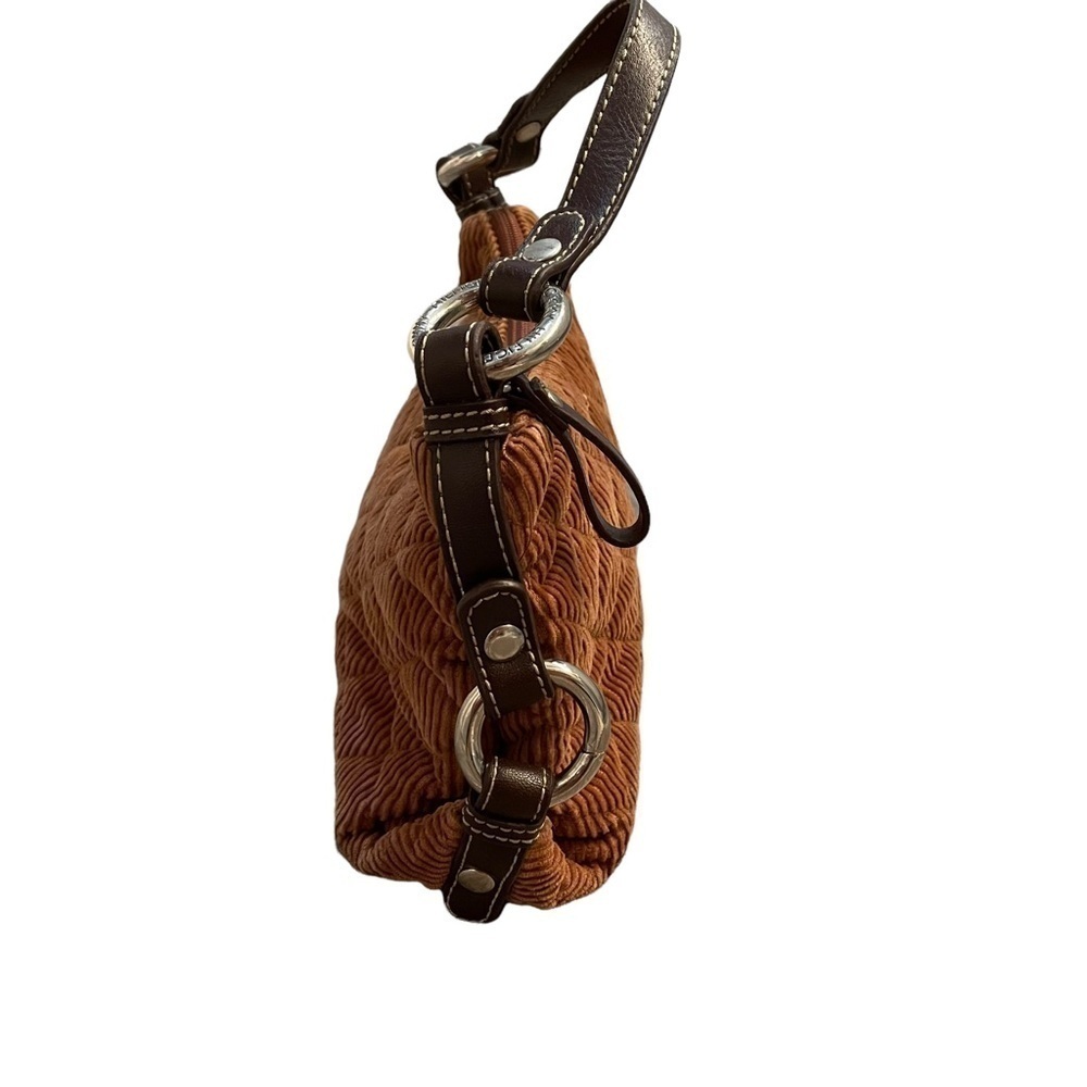 Tommy Hilfiger Brown Quilted Corduroy Small Bag with Leather and Silver Accents - Picture 5 of 12
